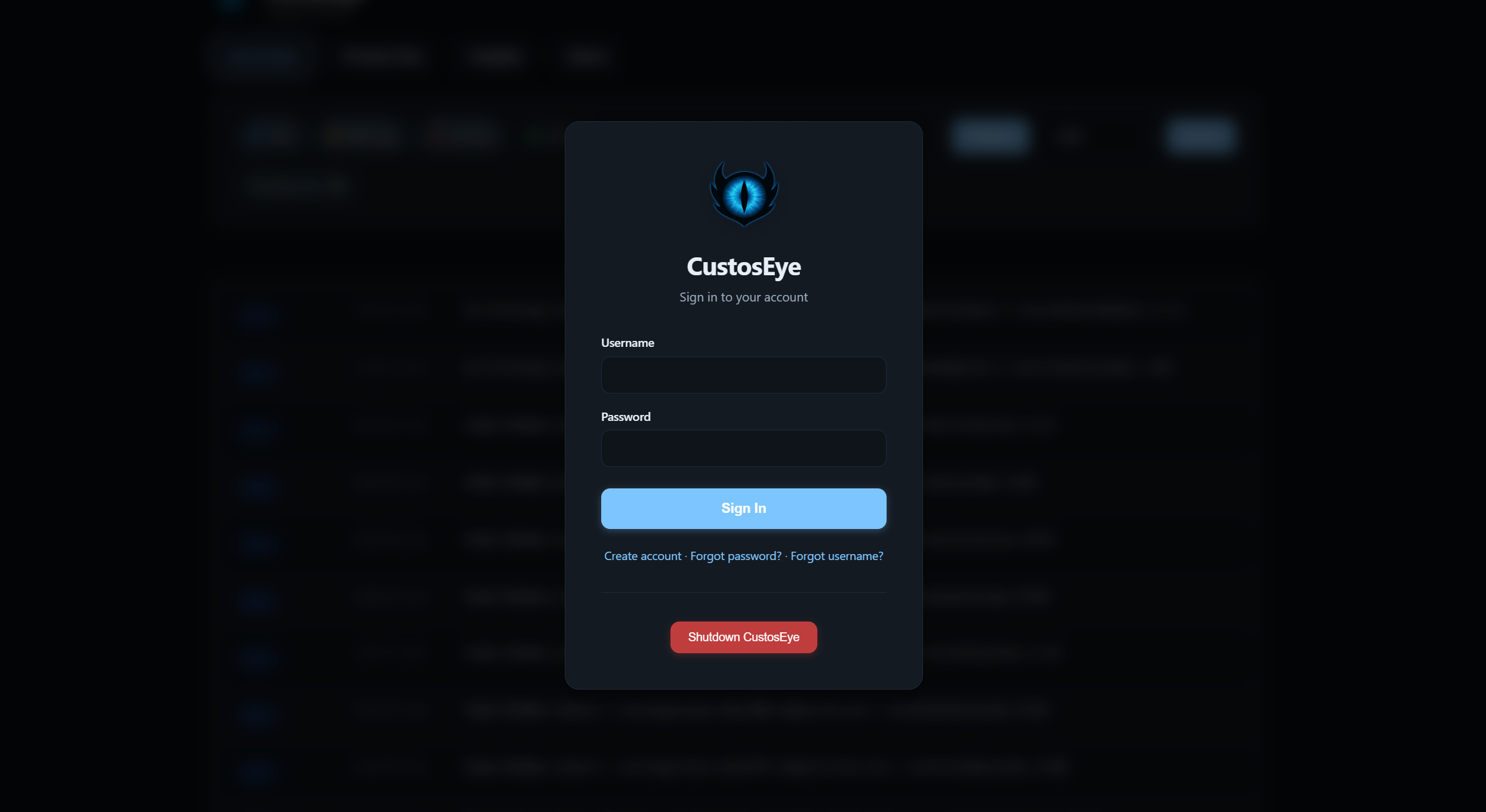 Dashboard login page showing sign up option